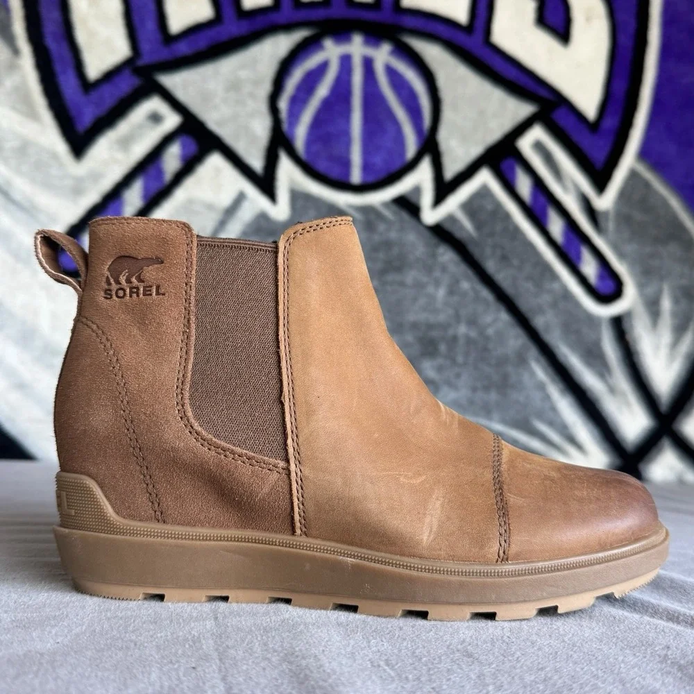 Size 7 - Sorel Evie II Chelsea Boots Camel Suede Women's NL5020-243